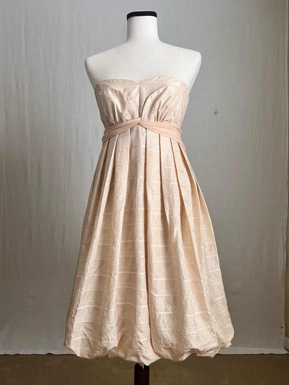 Y2K Vintage! Tracy Reese - Silk Pleated Bubble Dress - Pink Champagne - 10